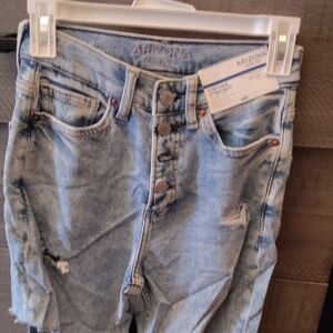 Arizona Jean Company Women's Distressed Light Blue High Rise Jeans